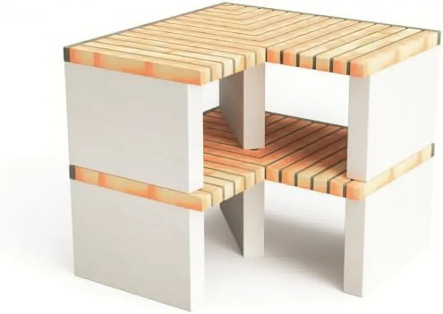 MOVELAR - Élément d'angle Nazca pour barbecue extérieur préfabriqué (blanc, 95 x 95 x 95 cm)