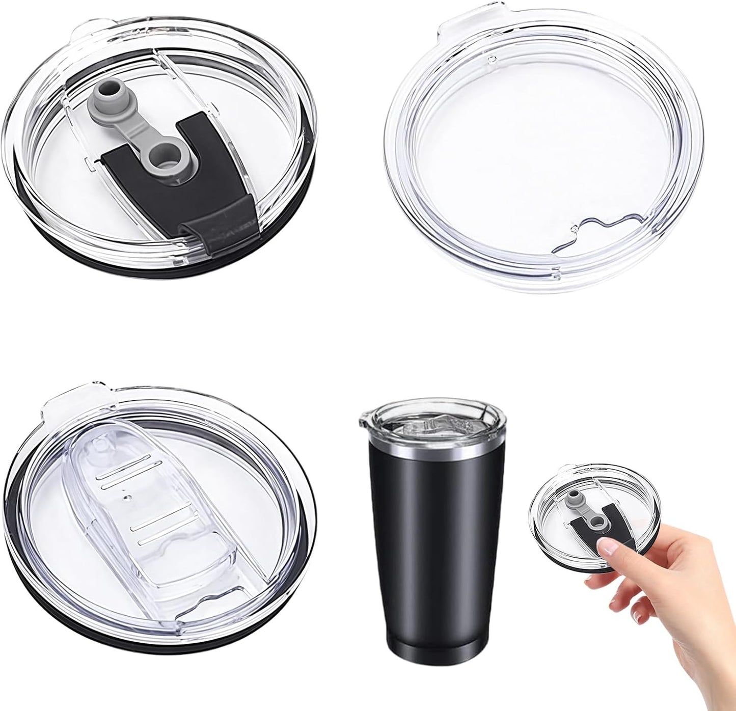 Couvercle de rechange pour mug — en silicone, avec paille, anti-fuite, résistant à l'eau, Lot de 3