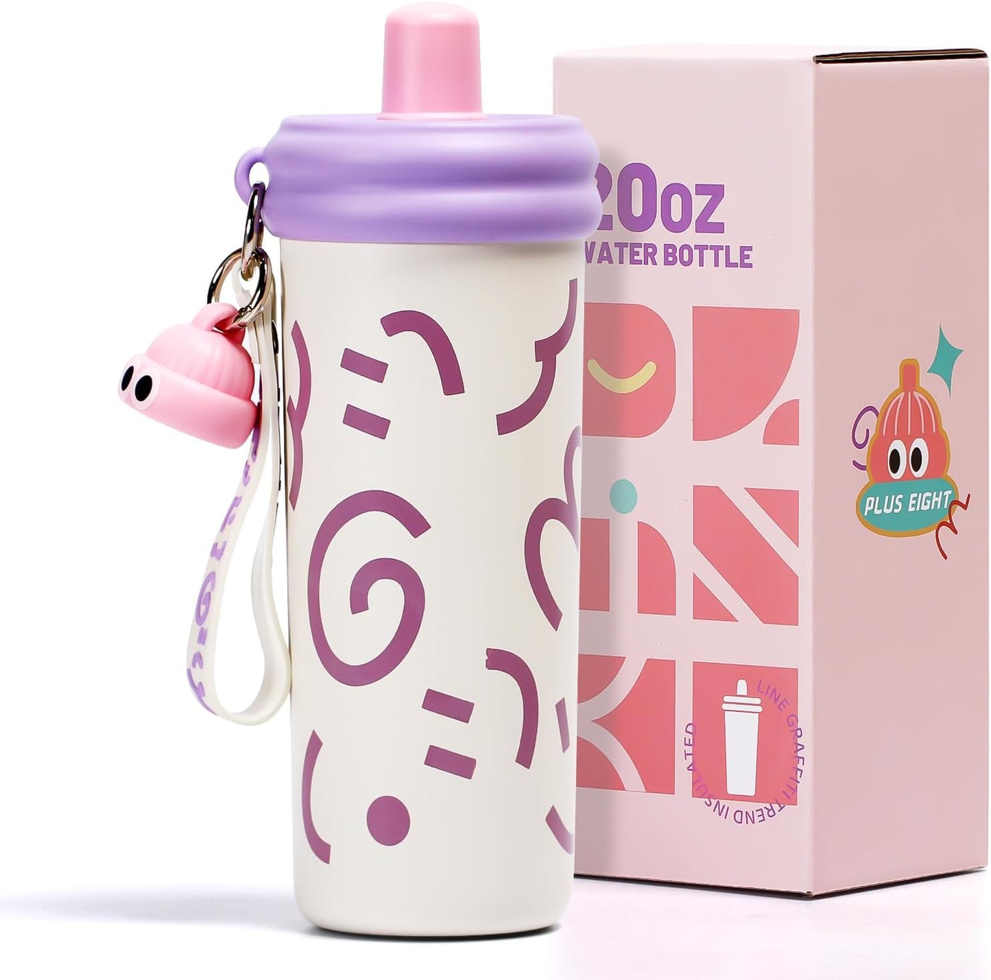 Mug isotherme — avec paille, anti-fuite, double paroi, réutilisable, 600 ml, blanc