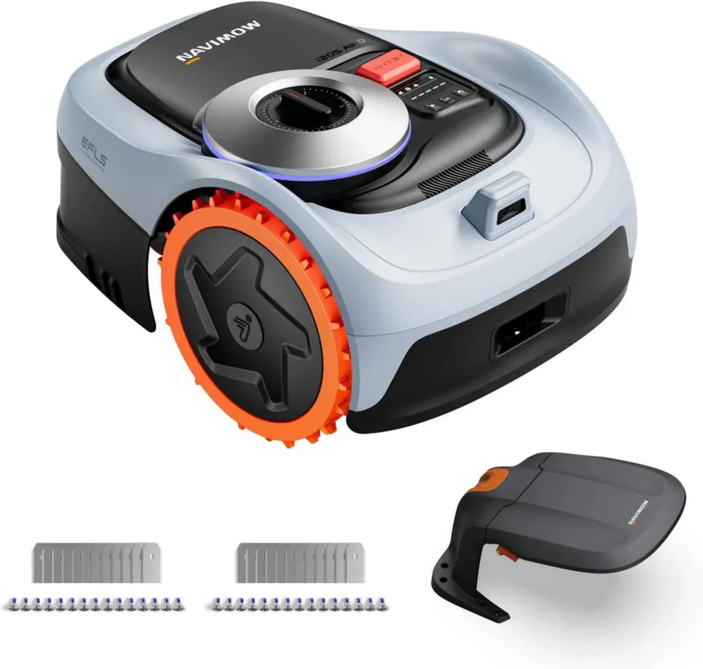 Tondeuse Robotisée Segway Navimow i205 AWD avec Kit Garage et Lames, Capacité de Pentes Jusqu'à 45%, EFLS NRTK et Système de Vision